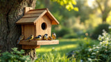 Vogelhaus aus Holz für Garten und Balkon, wetterfestes Futterhaus für Wildvögel
