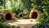 Verstecke und Höhlen für Kleintiere aus Holz auf weißem Hintergrund