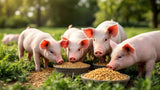 Spezialfutter für Schweine im Futtersack auf weißem Hintergrund