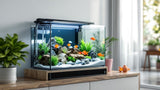 Aquarium mit Fischen und Wasserpflanzen in modernem Wohnzimmer