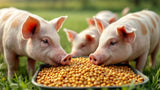 Kraftfutter für Schweine im Sack auf Bauernhof