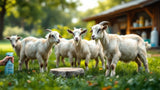Alt-Attribute: Gesunde Ziege auf Weide zur Förderung der Tiergesundheit