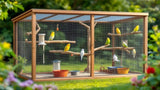 Große Außenvolliere für Vögel aus Metall mit wetterfestem Dach
