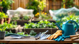 Gartenzubehör Sortiment für Gartenpflege und Dekoration
