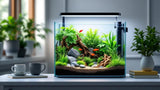 Nano-Aquarium für Süßwasserpflanzen und Garnelen, modernes Mini-Aquarium für kleine Fische
