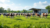 Stall- und Weidetiere auf einer grünen Weide