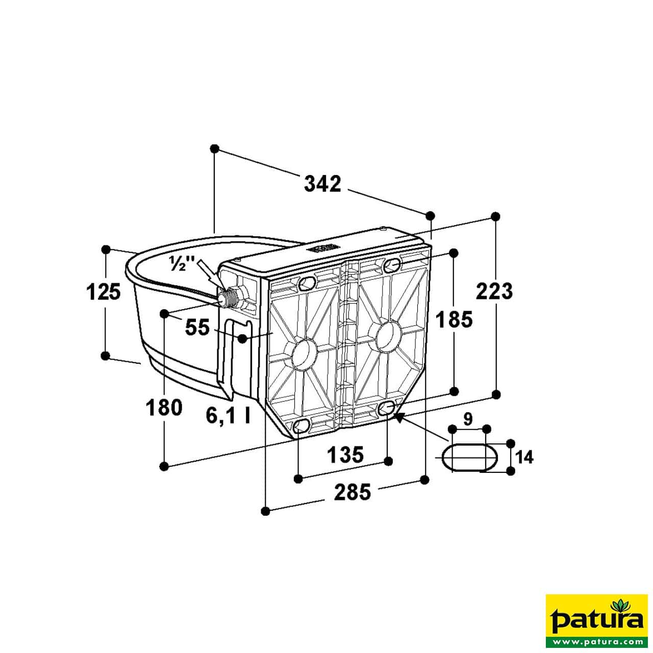 Schwimmerventil-Becken Modell 135PN Niederdruckventil, Inhalt 6 Liter