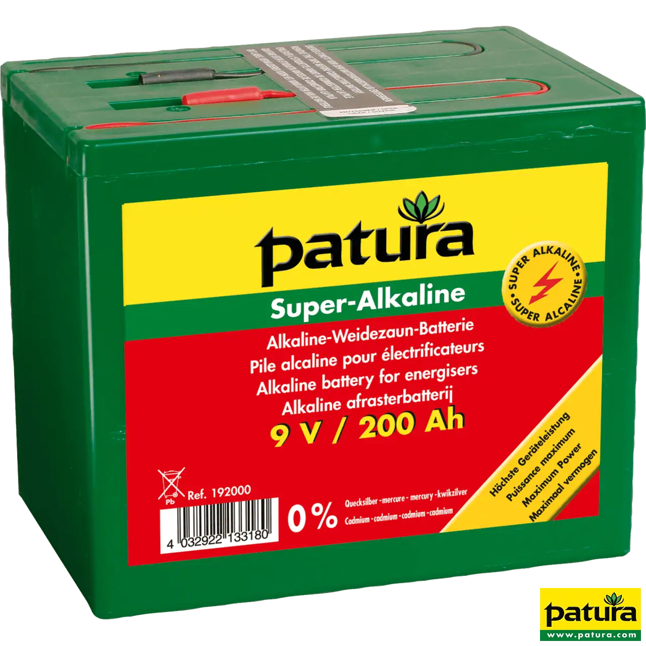 Super-Alkaline Weidezaun-Batterie 9 V / 200 Ah