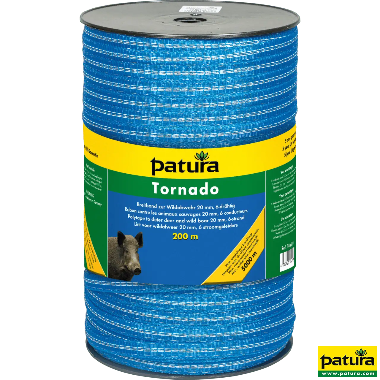 Tornado Breitband 20 mm, 200 m Rolle 5 Niro 0,20 mm, 1 CU 0,30 mm, blau