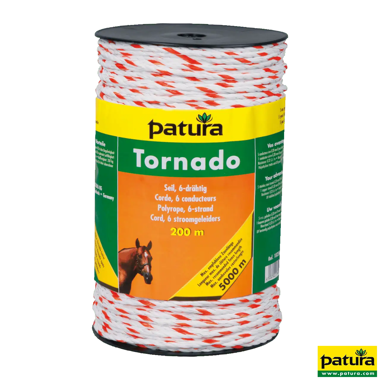 Tornado Seil, 200 m Rolle, weiß-orange 5 Niro 0,20 mm, 1 Cu 0,30 mm