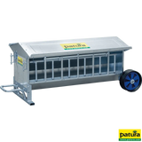Lämmer-Futterautomat, L= 1,25 m, fahrbar Inhalt ca. 120 ltr., mit Dach, verzinkt