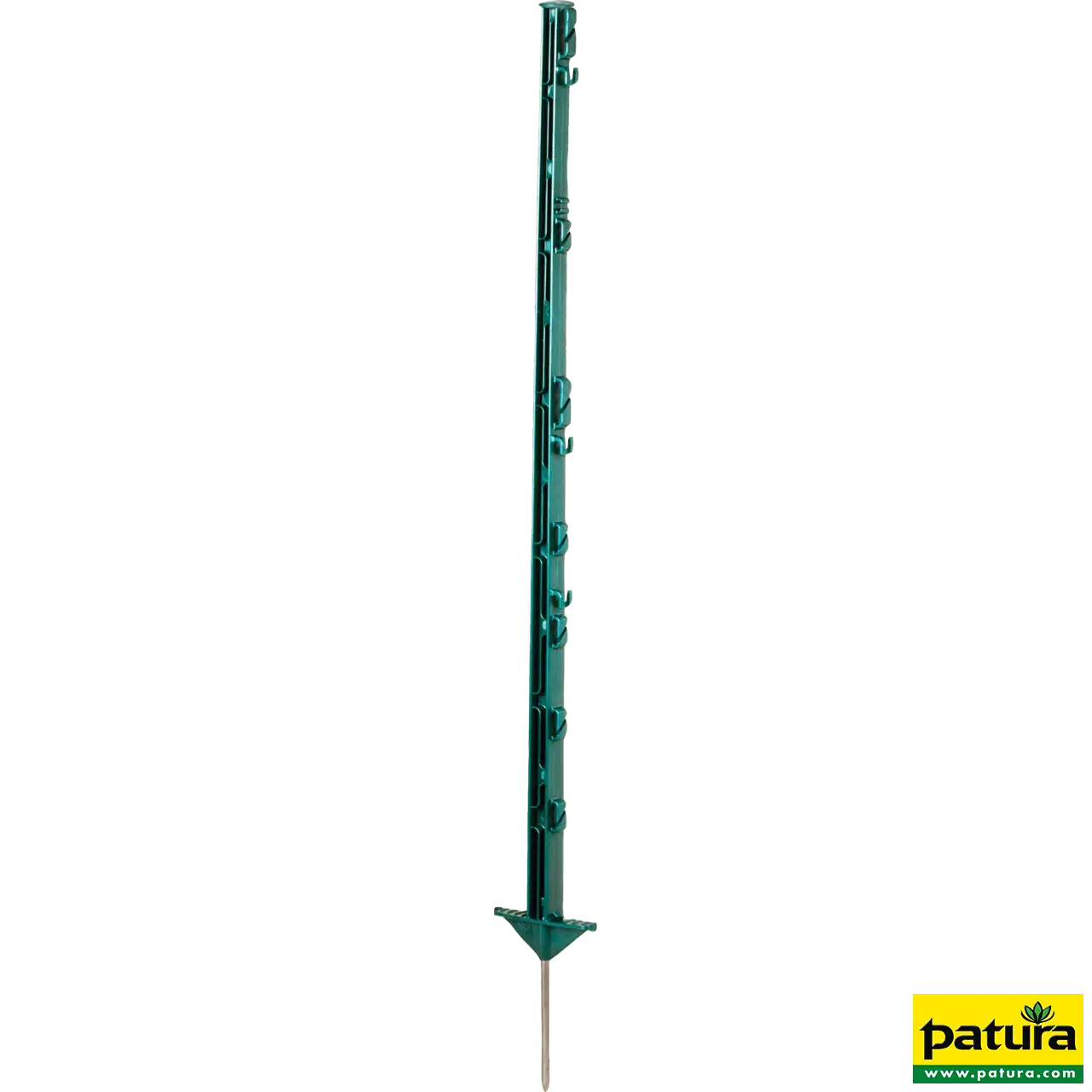 Kunststoffpfahl 1,05 m, 7 Drahthalter + 2 Seilhalter, grün (10 Stück / Pack)