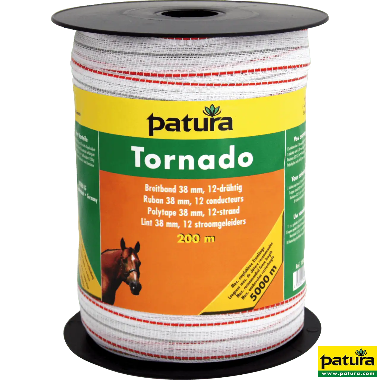 Tornado Breitband 38 mm, 200 m Rolle 11 Niro 0,16mm, 1 Cu 0,30mm, weiß-orange