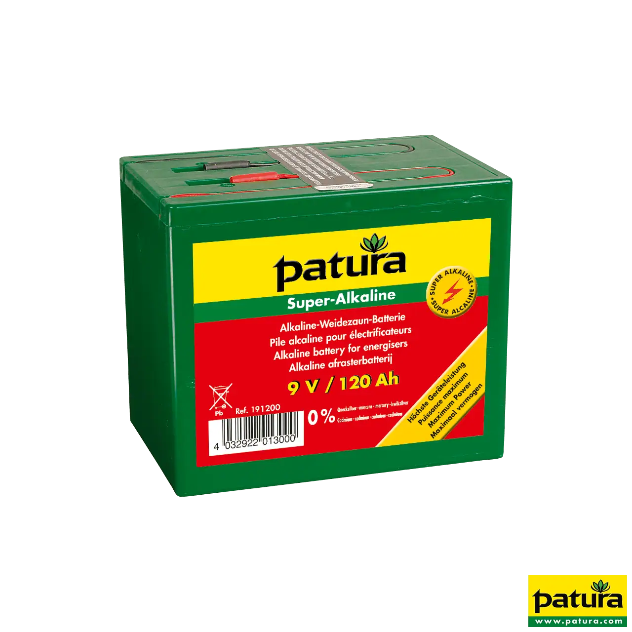 Super-Alkaline Weidezaun-Batterie 9 V / 120 Ah