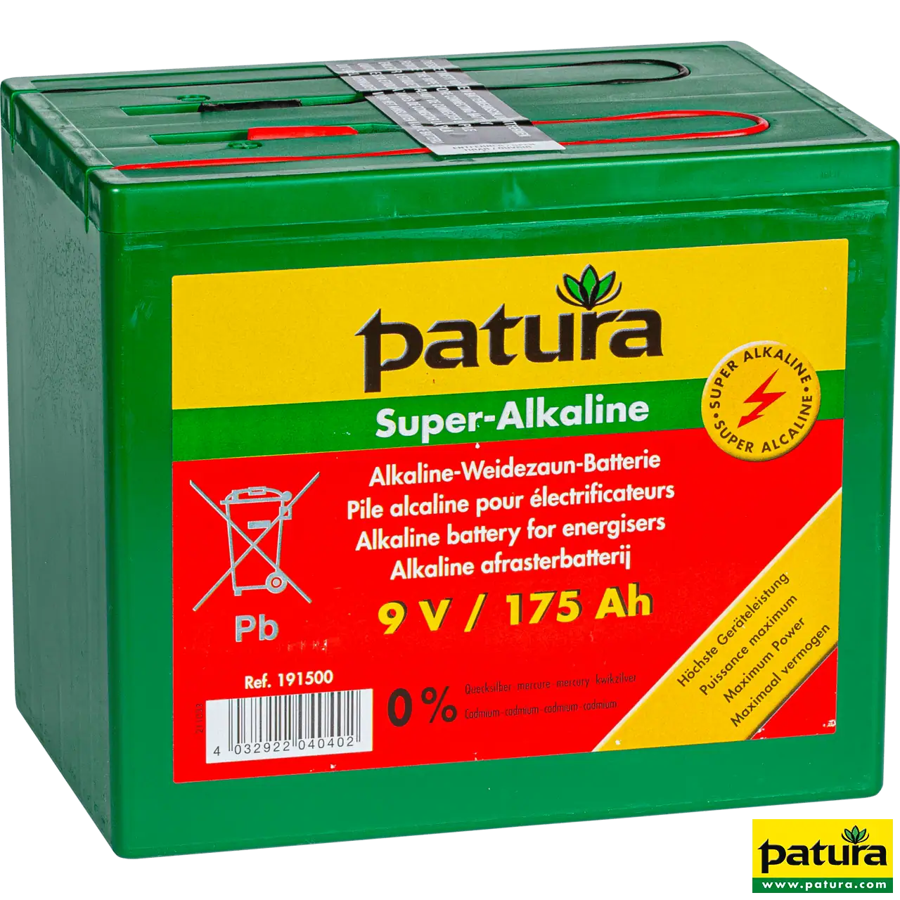 Super-Alkaline Weidezaun-Batterie 9 V / 175 Ah