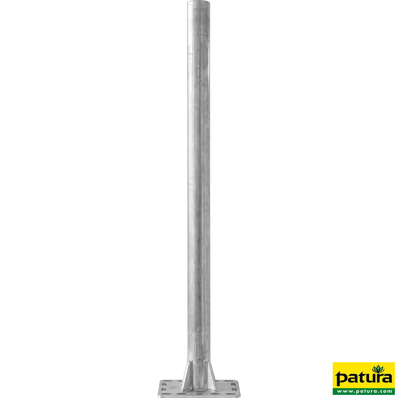 Pfosten d=102 x 4 mm, L= 1,65 m, mit Bodenplatte für Spaltenboden,