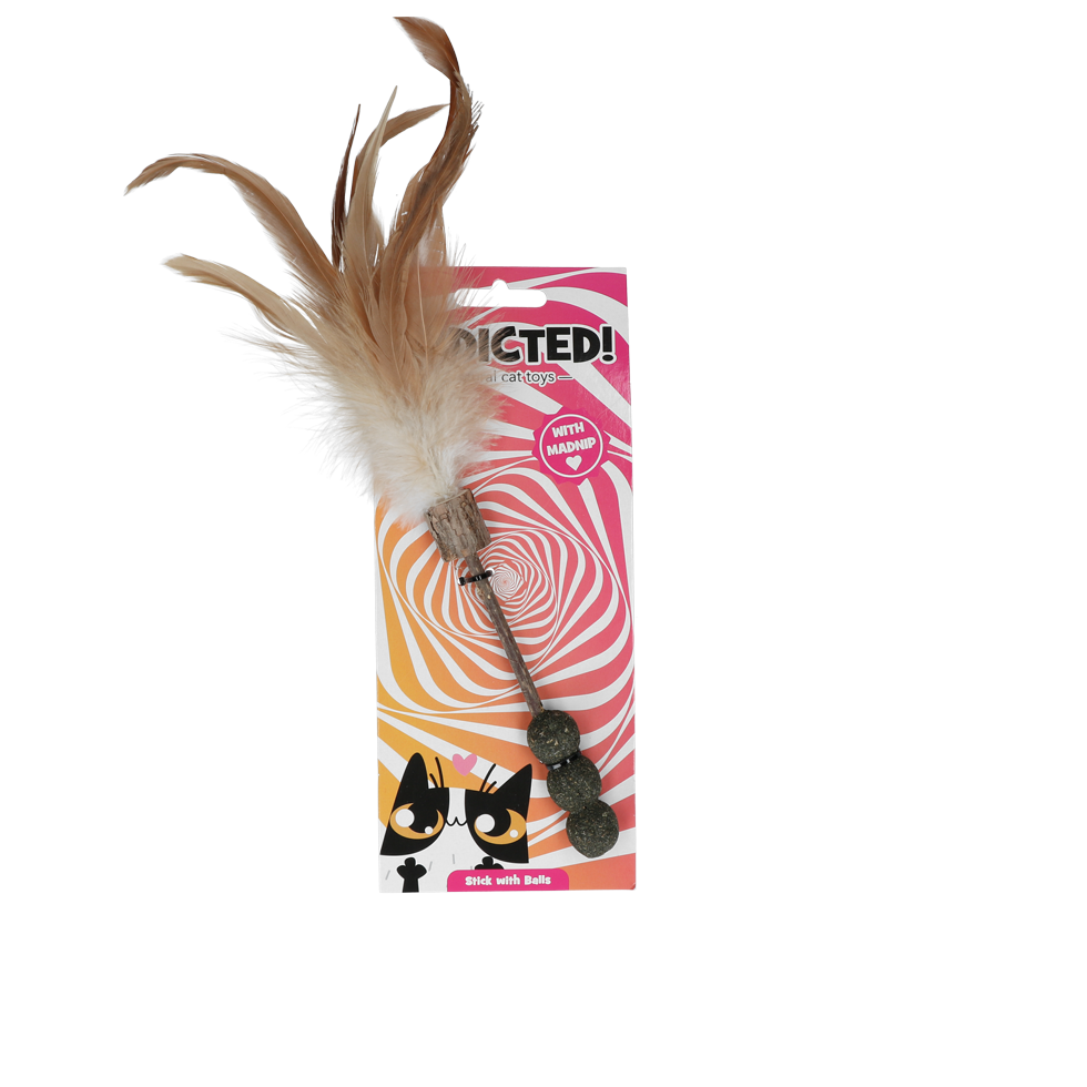 Addicted! Katzenspielzeug, Stick mit Bällen und Federn, mit MADNIP