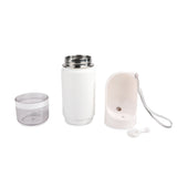 AFP 2 in 1 Edelstahl-Trinkflasche, wärmeisoliert, integrierter Trinknapf, Snackbehälter, 414 ml