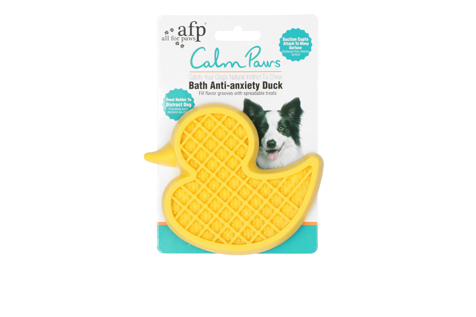 AFP Calm Paws Badeente, Anti-Stress, für Hunde, mit Saugnapf, Silikonpunkte, 13 x 10 cm