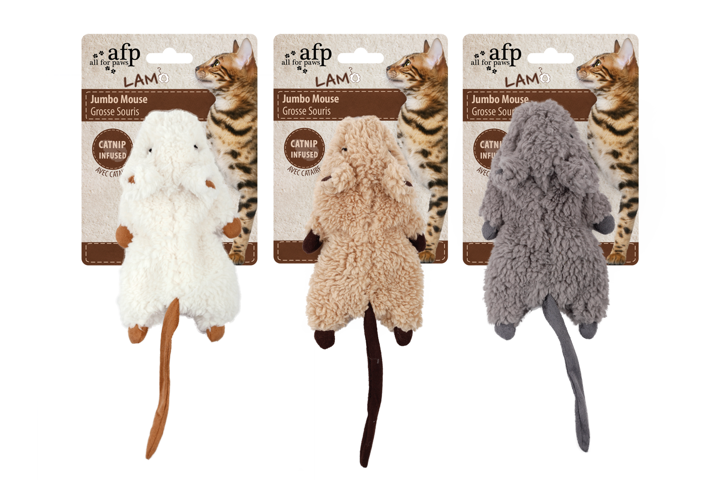 AFP Katzenspielzeug, Lambswool, Jumbo Mouse, mit Catnip