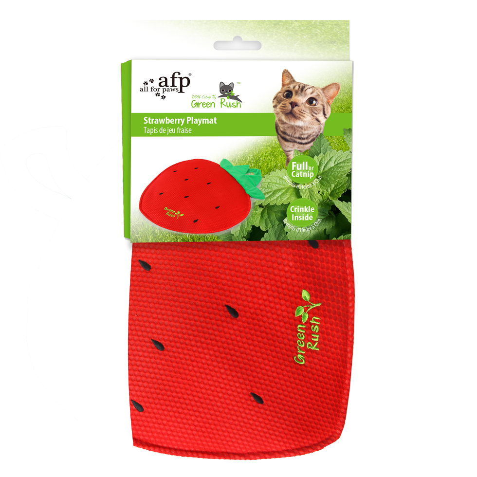 AFP Green Rush Katzenspielmatte, Erdbeere, mit Katzenminze, Knistergeräusch