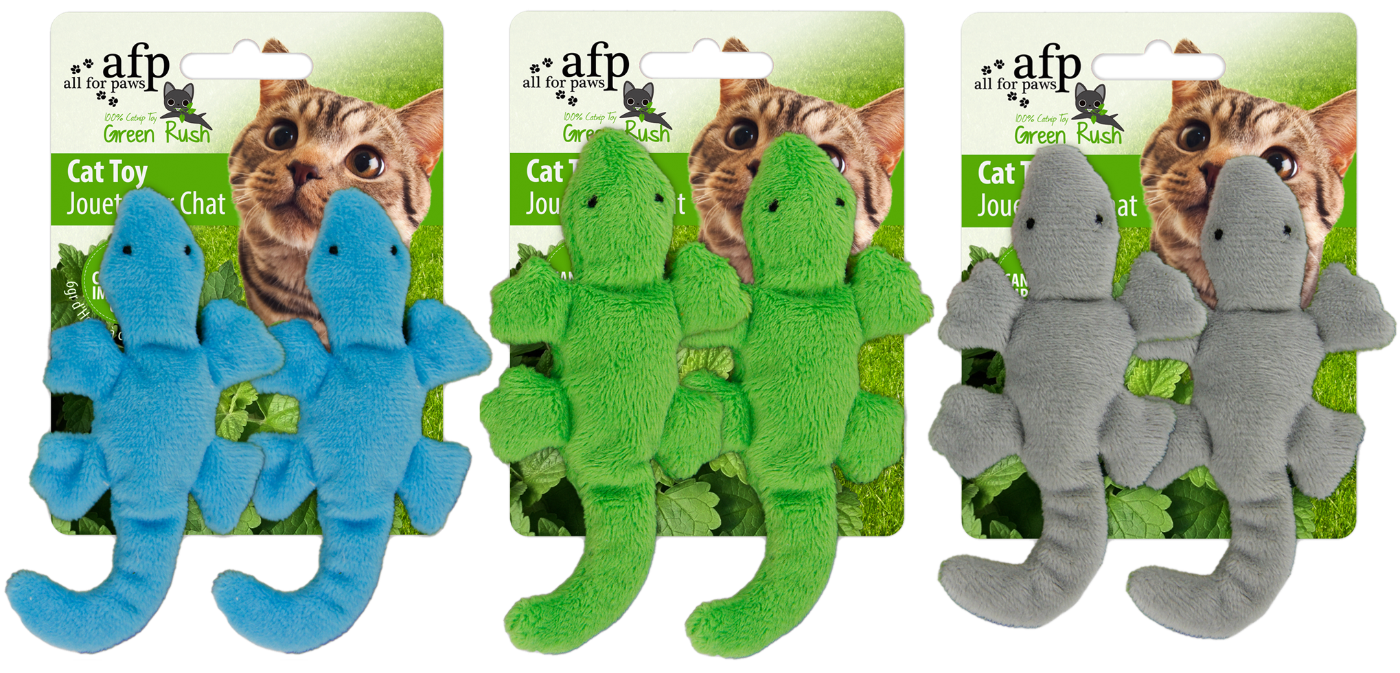 AFP Katzenspielzeug Green Rush Gecko, Katzenminze, 9 cm, 2 Stk