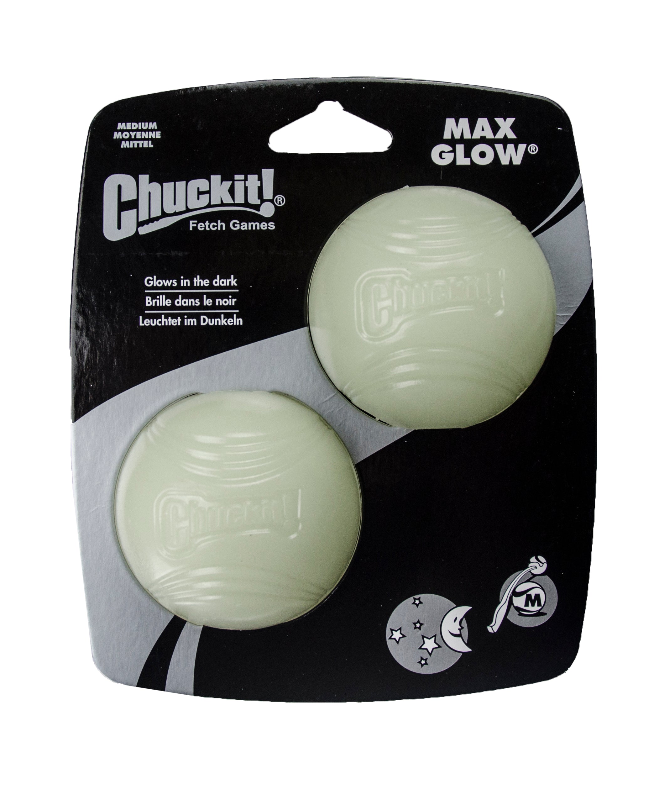 Chuckit! Max Glow Hundeball, M, Ø 6 cm, 2 Stk