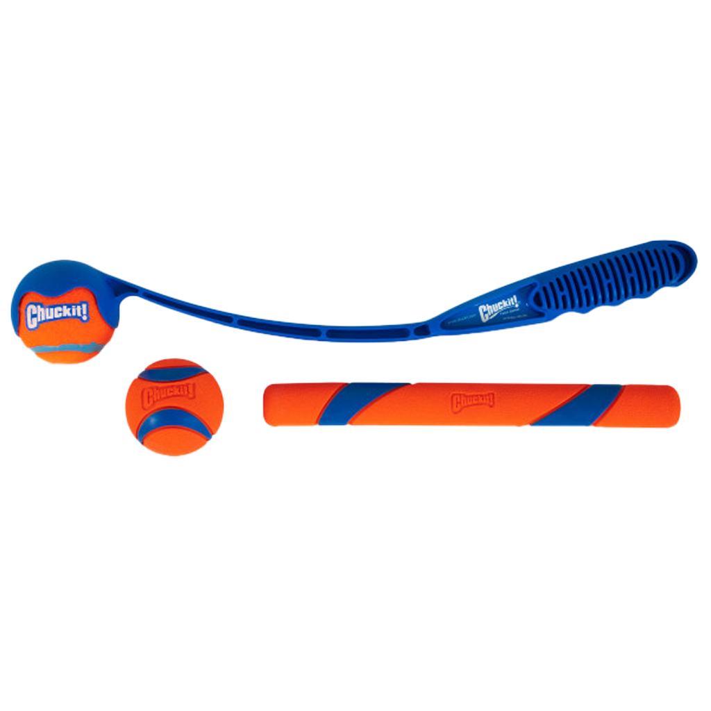 Chuckit! Apportierspielzeug Set, Trägerrakete mittel, Tennisball, Ultraball, Fetch-Stick