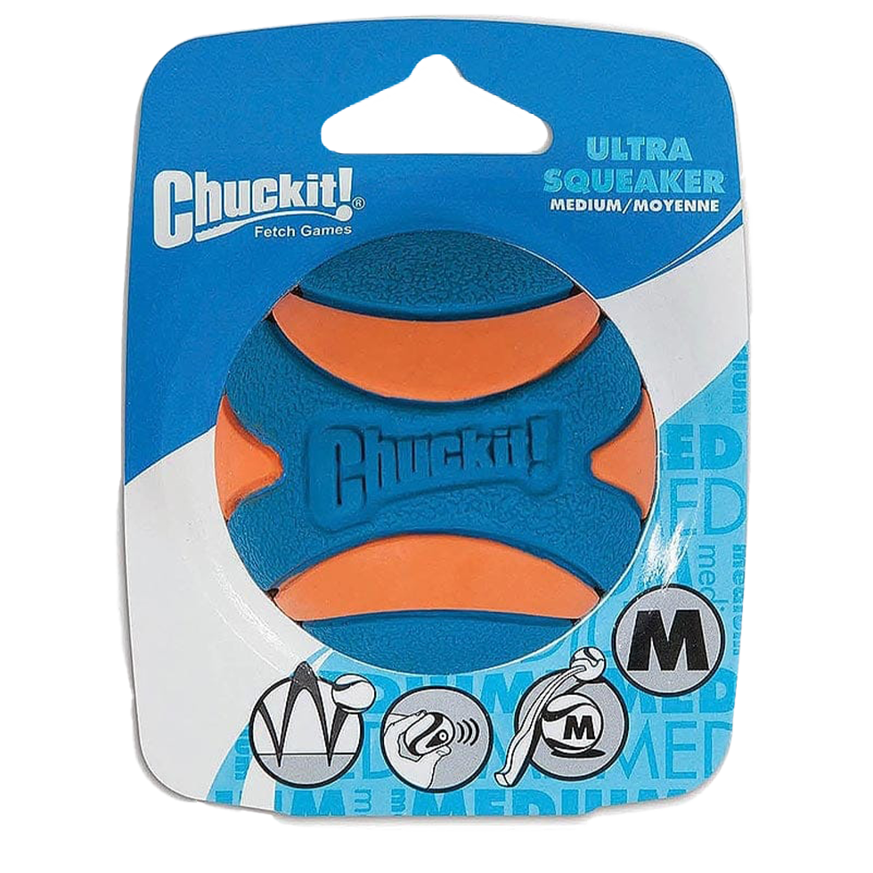 Chuckit! Ultra Squeaker Ball M, Ø 6 cm, Gummi, mit Quietscher, schwimmfähig