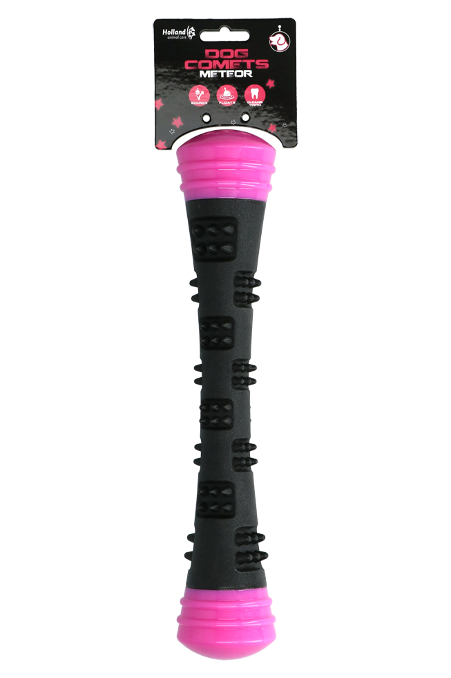 Dog Comets Wurfstock Gummi, mit Quietscher, L, 32 cm, rosa