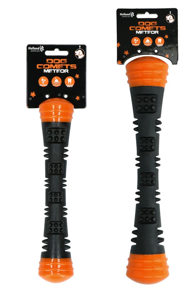 Dog Comets Wurfstock, Gummi, Quietscher, orange, 23 cm, S