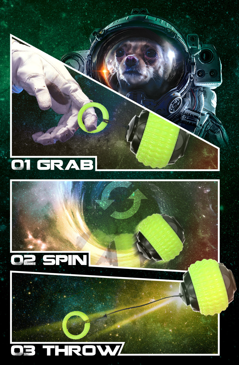 Dog Comets Hundespielball Blazar Jet, grün