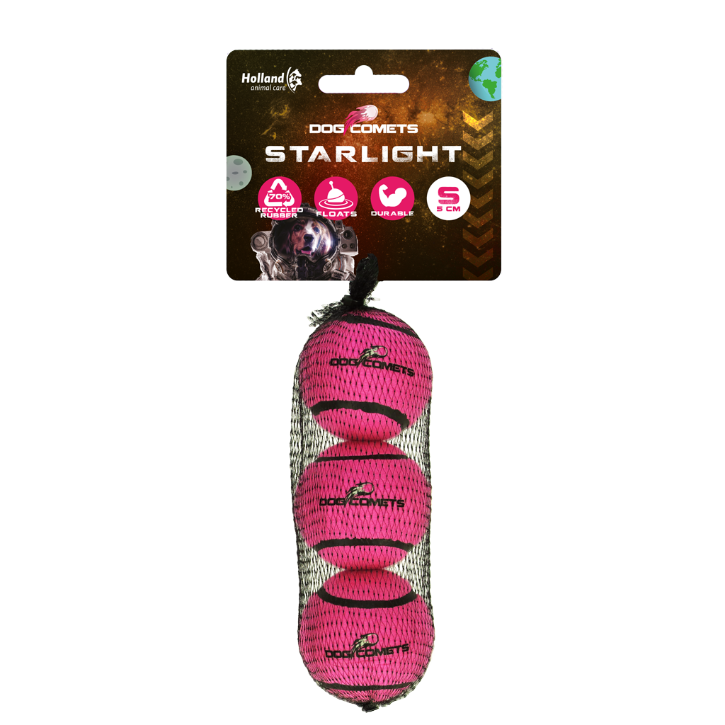 Dog Comets Tennisball, S, Ø 5 cm, rosa, 3 Stk