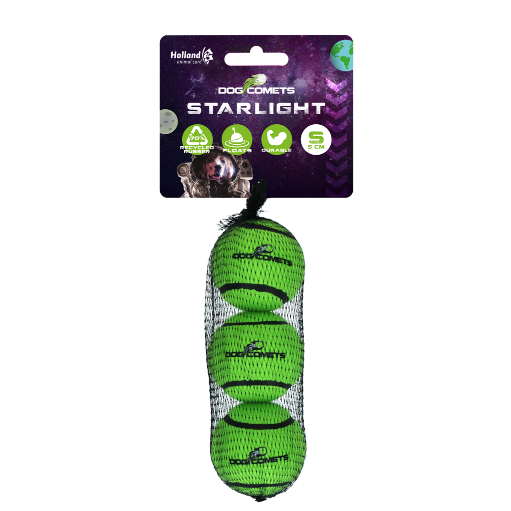 Dog Comets Tennisball, S, Ø 5 cm, grün, 3 Stk