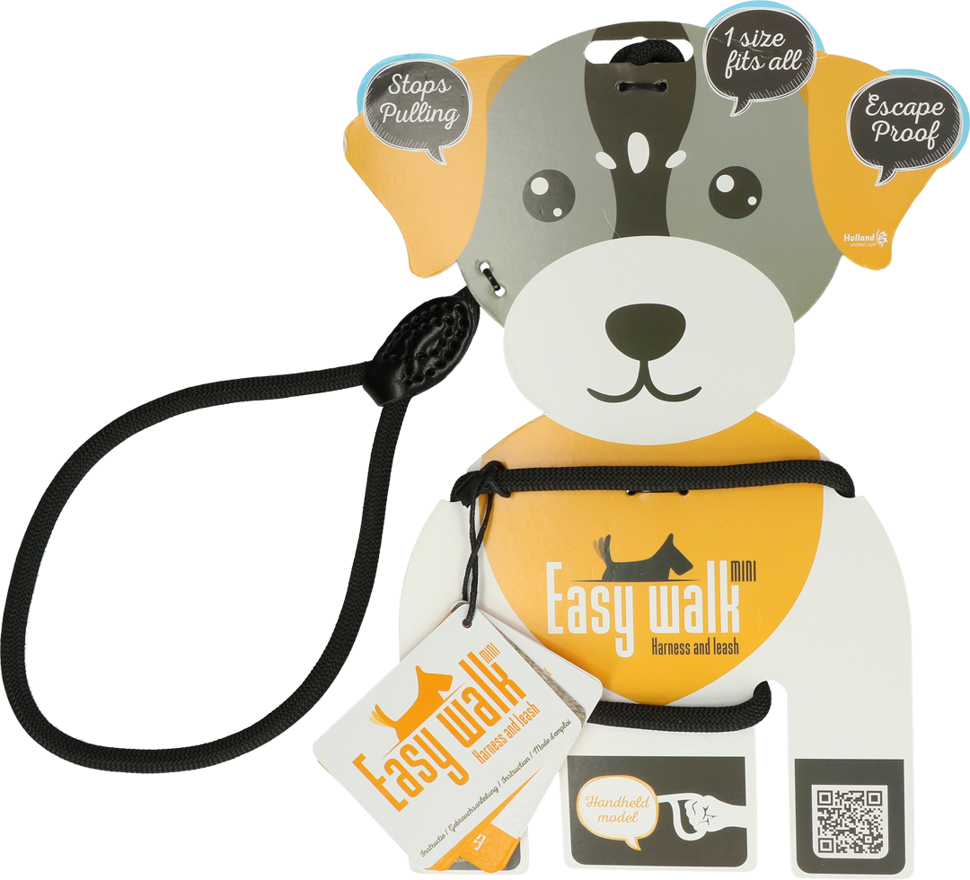 Easy Walk Hundegeschirr mit Leine, Mini, Schwarz, 210 cm