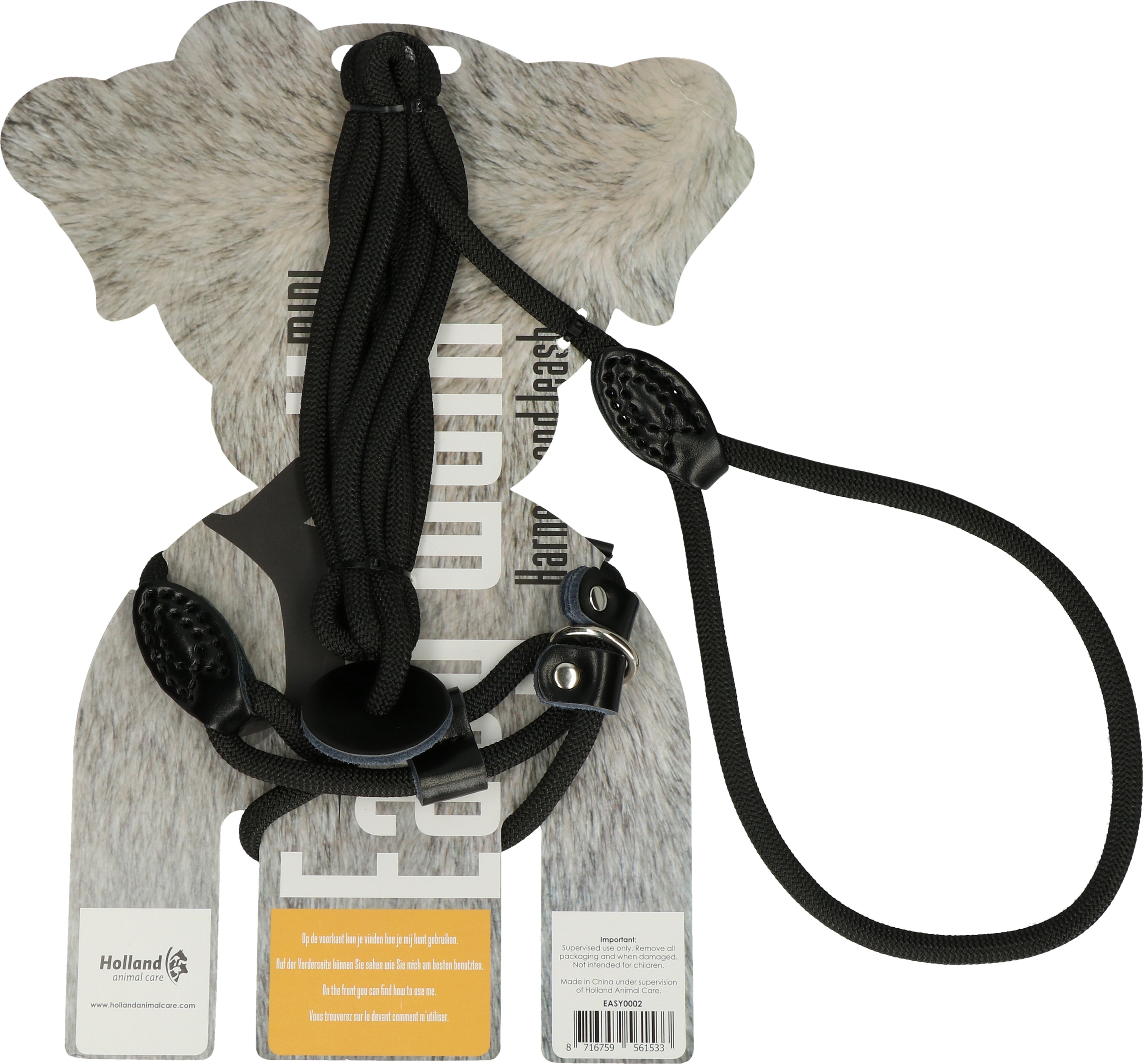 Easy Walk Hundegeschirr mit Leine, Mini, Schwarz, 210 cm