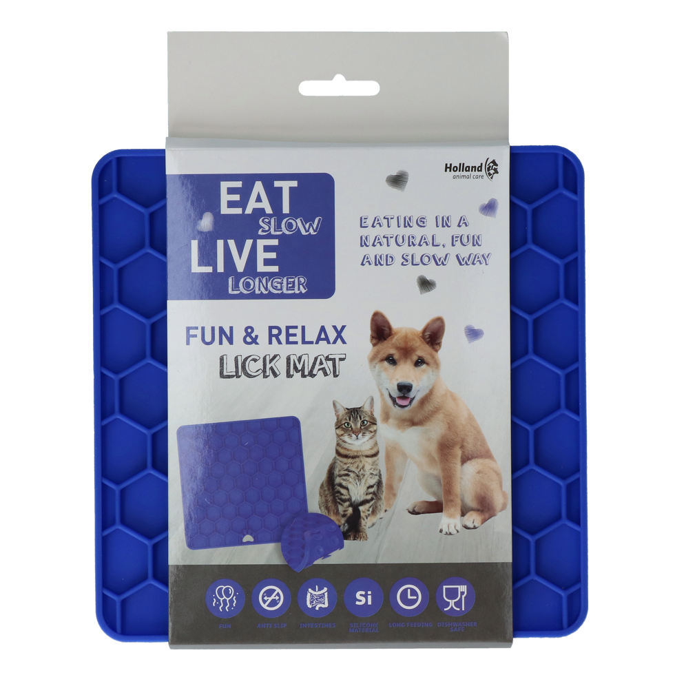 Eat Slow Live Longer Schleckmatte, Honeycomb, Silikon, blau