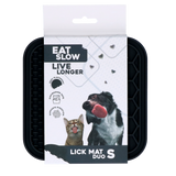 Eat Slow Live Longer Leckmatte Duo, Silikon, 15 x 15 cm, grau