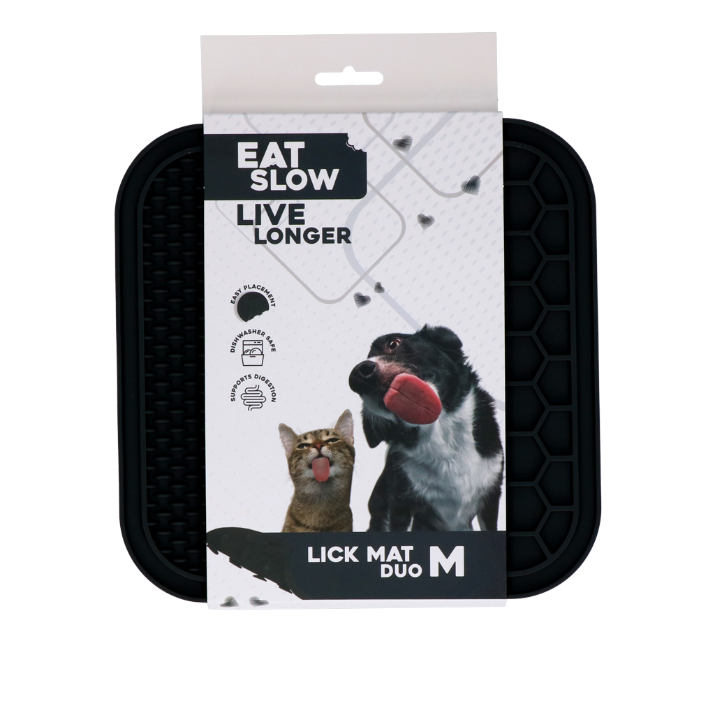 Eat Slow Live Longer Leckmatte Duo aus Silikon für Hunde und Katzen 21 x21 cm