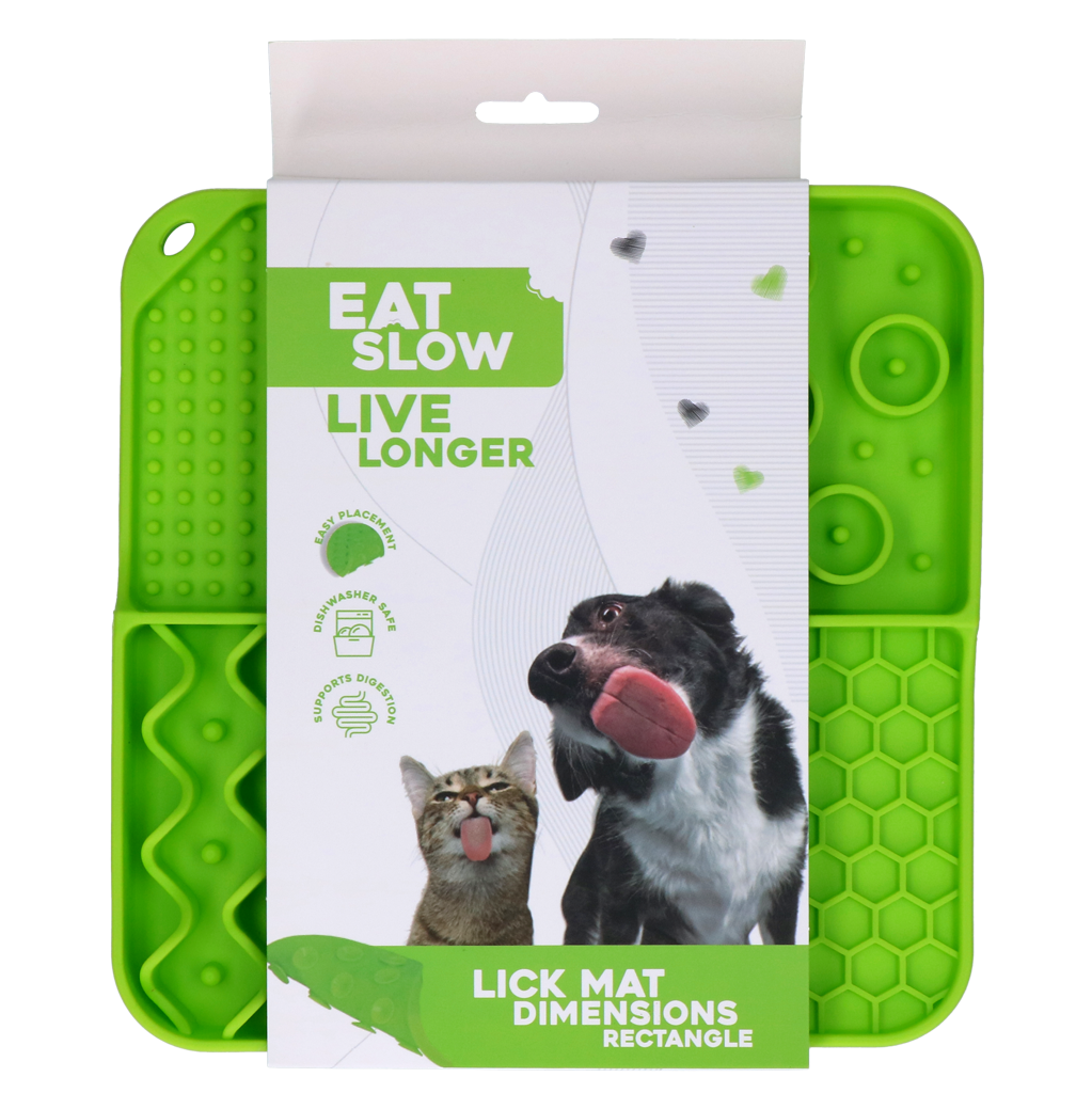 Eat Slow Live Longer Leckmatte, Silikon, 21 x 21 cm, grün