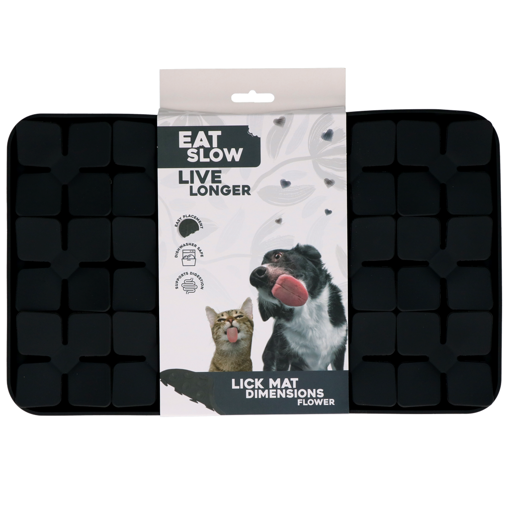 Eat Slow Live Longer Leckmatte, Silikon, Blume, 21 x 34 cm, grau