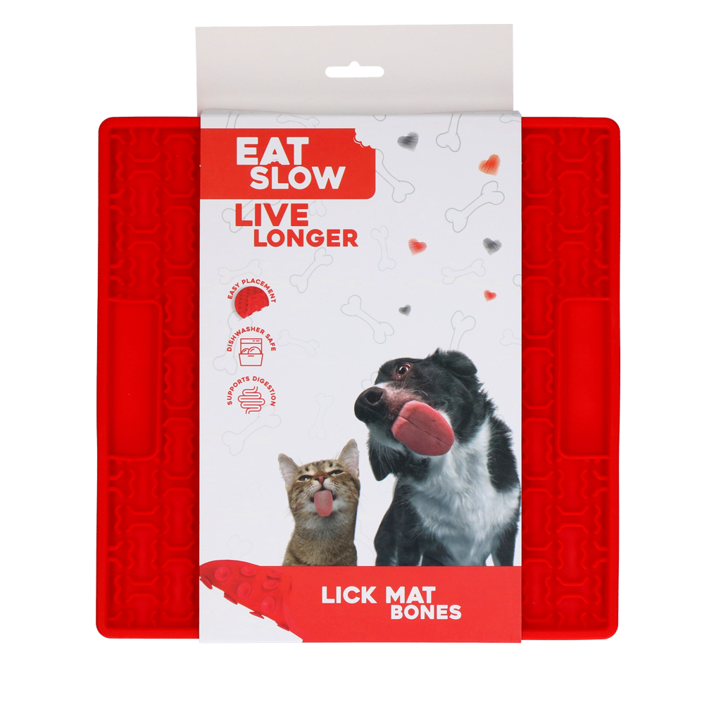 Eat Slow Live Longer Leckmatte Knochenmuster Silikon – Futter- und Beschäftigungsmatte