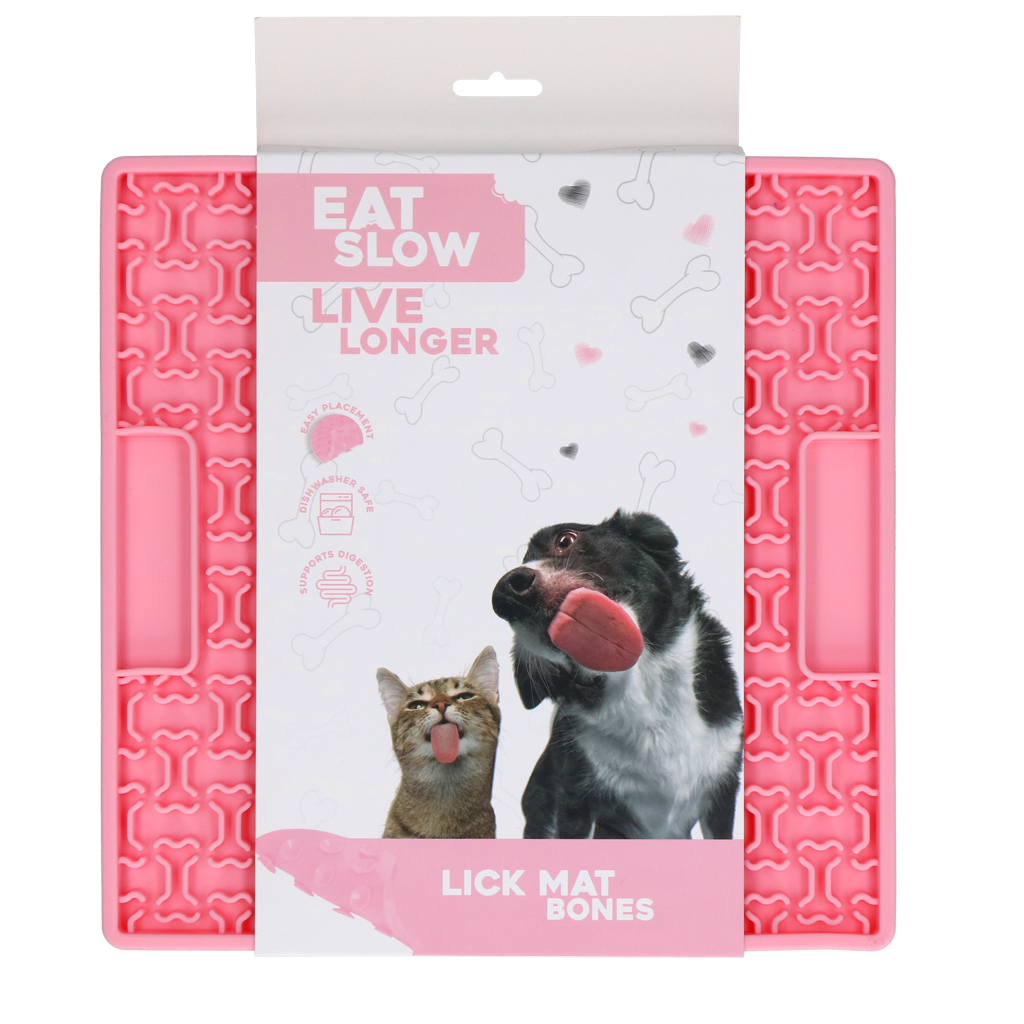 Eat Slow Live Longer Leckmatte Knochenmuster Silikon – Futter- und Beschäftigungsmatte