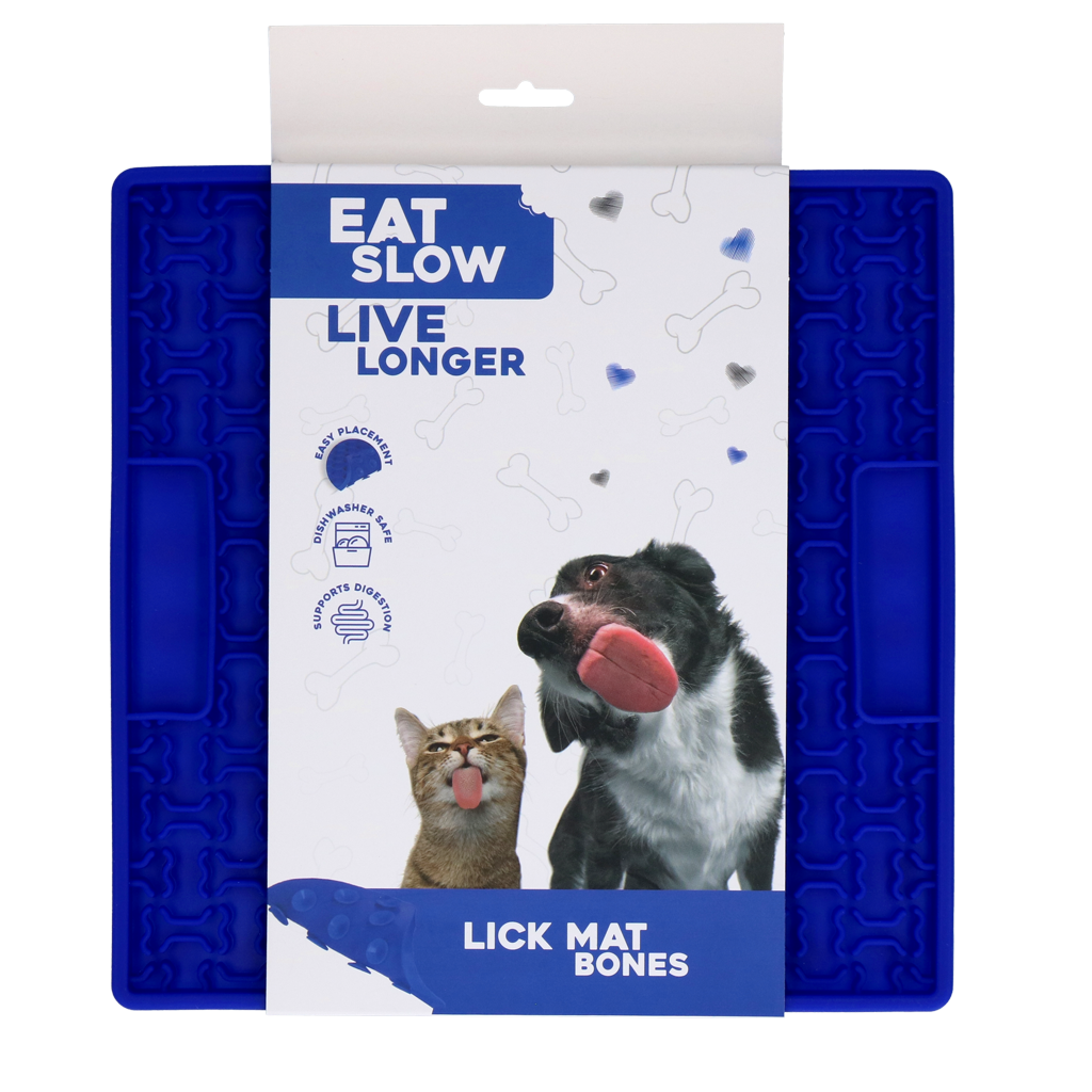 Eat Slow Live Longer Leckmatte Knochenmuster Silikon – Futter- und Beschäftigungsmatte