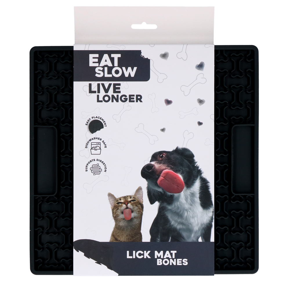Eat Slow Live Longer Leckmatte Knochenmuster Silikon – Futter- und Beschäftigungsmatte