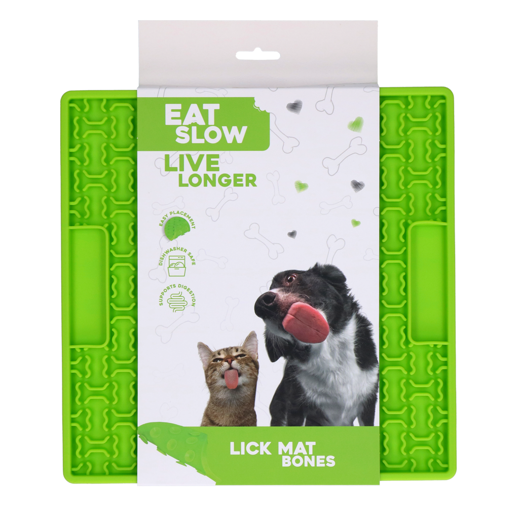 Eat Slow Live Longer Leckmatte Knochenmuster Silikon – Futter- und Beschäftigungsmatte