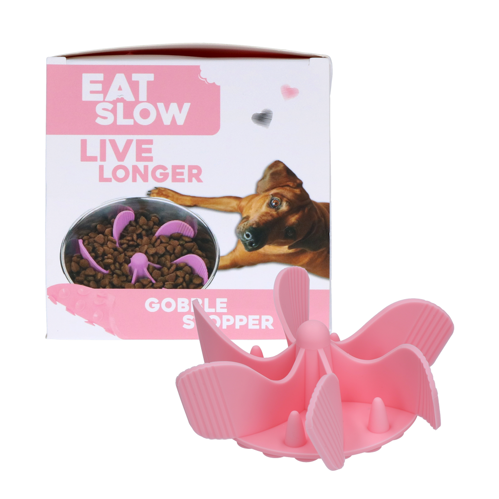 Eat Slow Live Longer Antischlingeinsatz, Silikon, rosa, Ø 11 cm