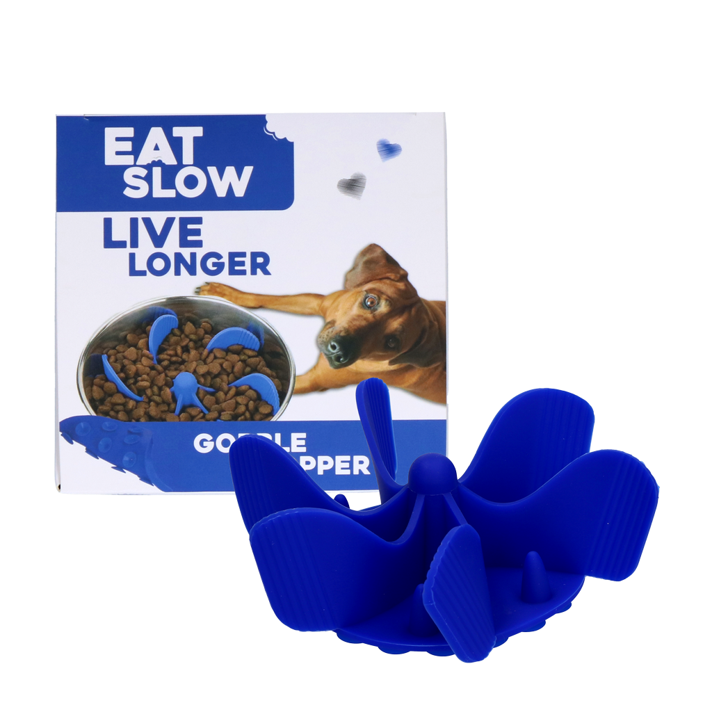 Eat Slow Live Longer Antischlingeinsatz, Silikon, Blau, Ø 11 cm