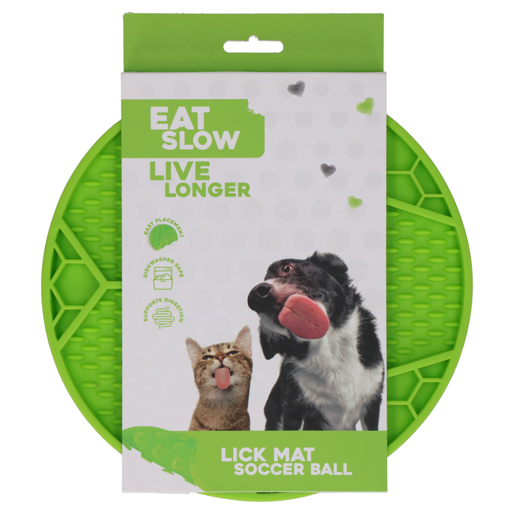 Eat Slow Live Longer Leckmatte Fußball-Design aus Silikon mit Saugnäpfen