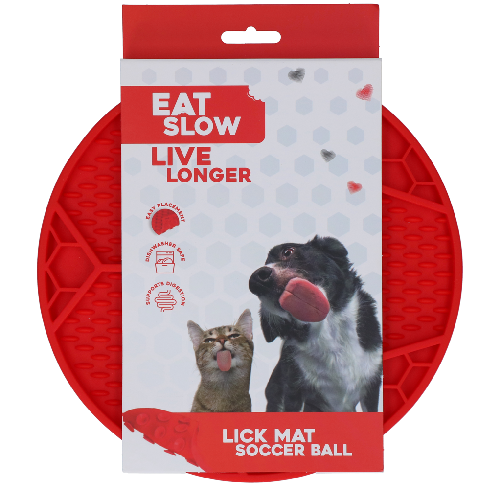 Eat Slow Live Longer Leckmatte Fußball-Design aus Silikon mit Saugnäpfen